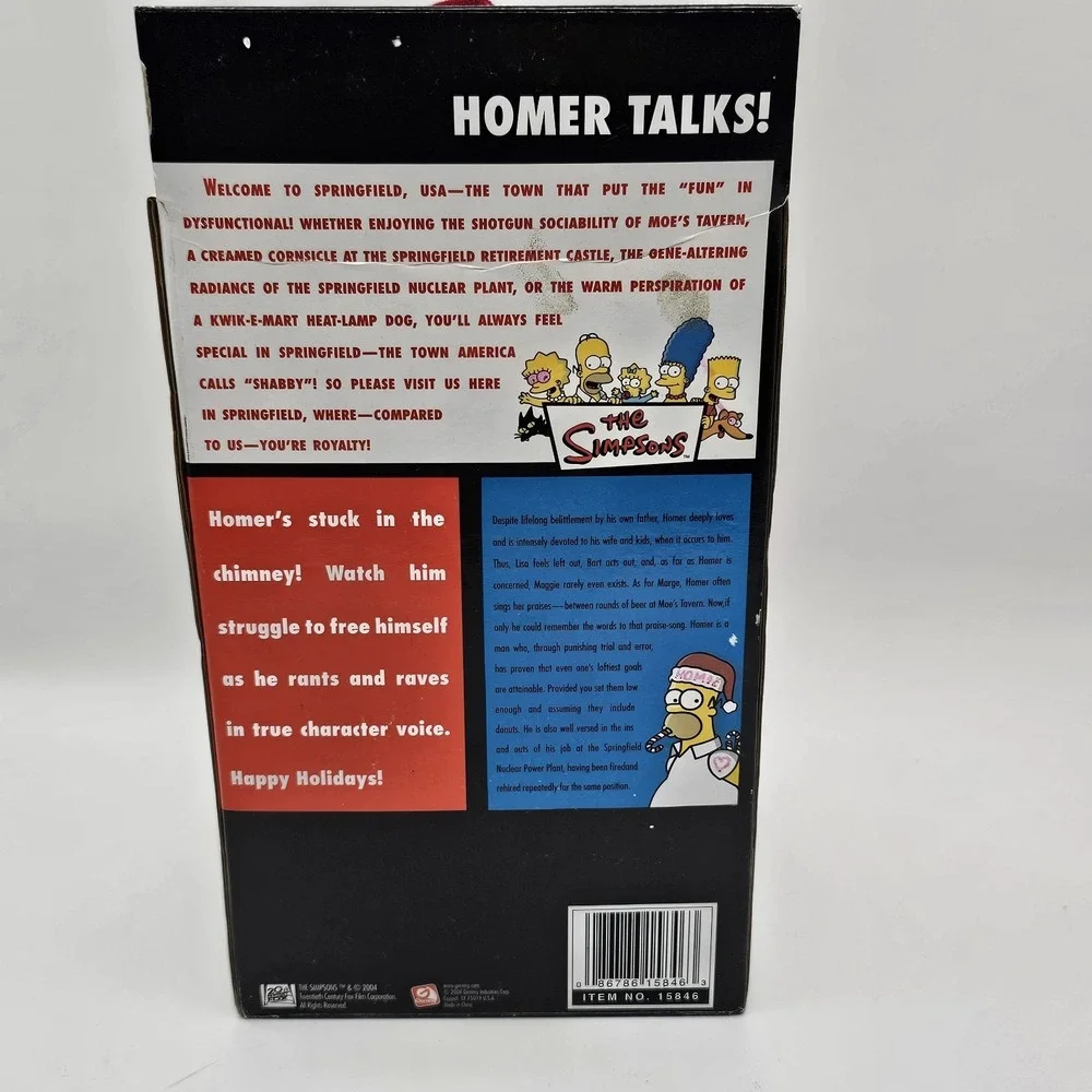 The Simpsons Santa Homer Stuck in Chimney Talking Animated NIB Works Gemmy 2004
